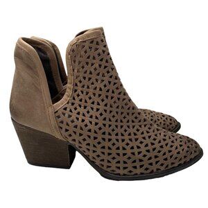 Krbonell Brown Leather Perforated Pointed Toe Booties